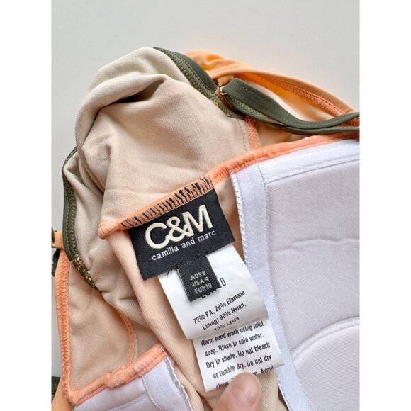 C&M CAMILLA AND MARC Carnivale Earth Green Orange One Piece Swimsuit, Size 4 - Picture 9 of 11